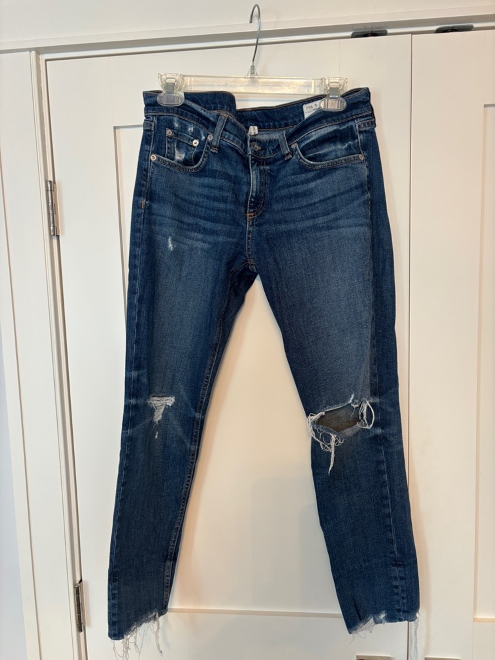 rag & bone Dark Blue Distressed Dre capri Jeans Sz 28